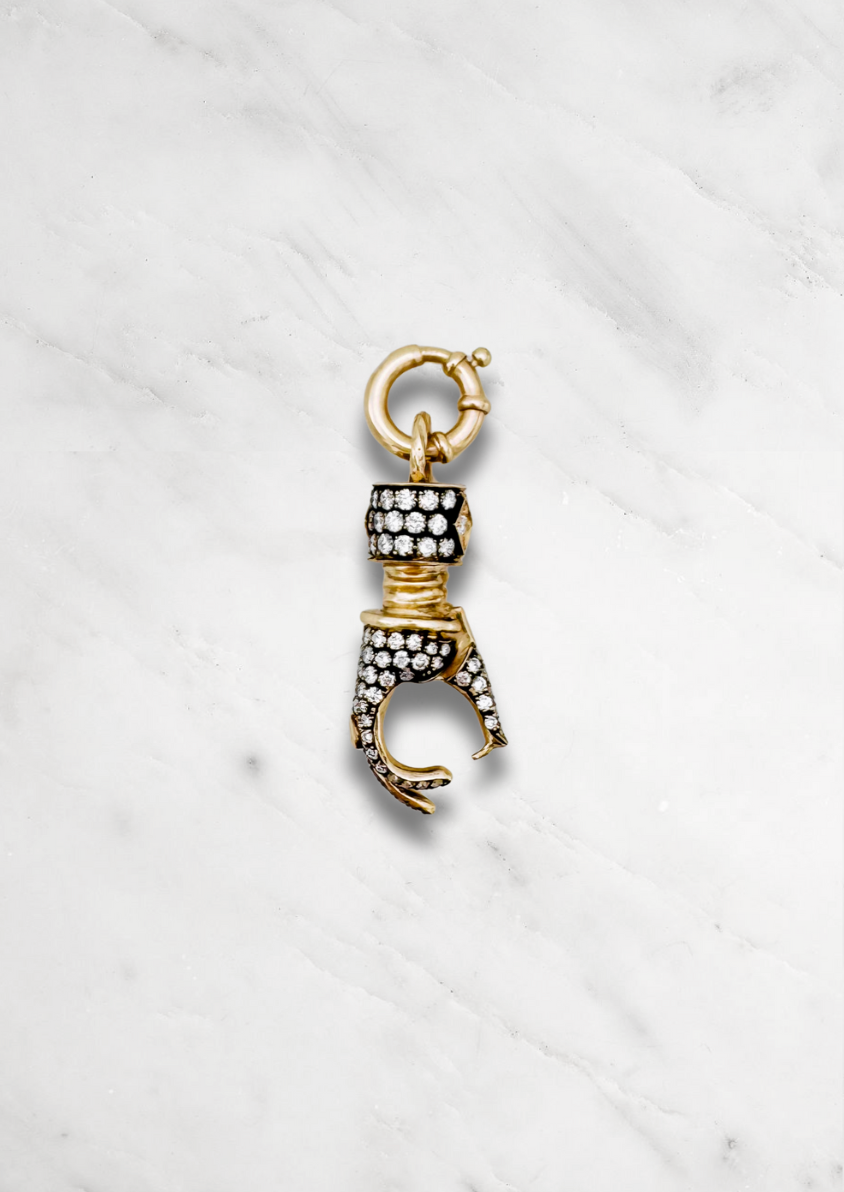 Circa 1700 fine jewelry 18 yellow gold Medium Diamond Loving Hand Mechanical Clasp Pendant