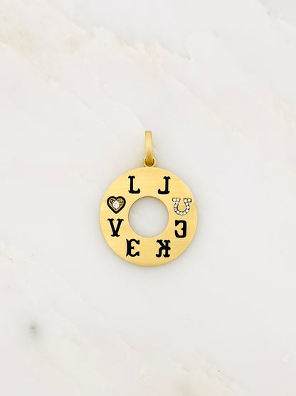 Circa 1700 fine jewelry 18k yellow gold Love & Luck Talisman Pendant