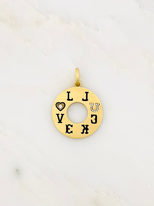 Circa 1700 fine jewelry 18k yellow gold Love & Luck Talisman Pendant