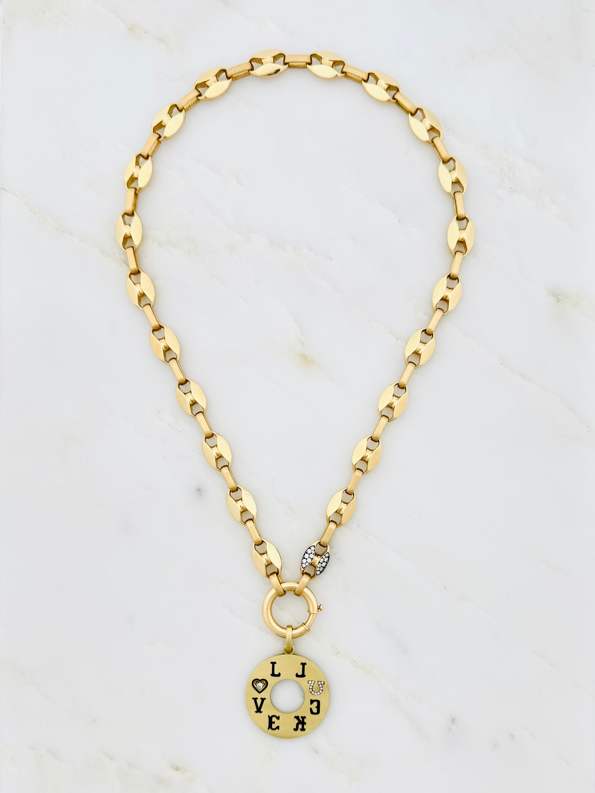 Circa 1700 fine jewelry 18k yellow gold Love & Luck Talisman Pendant