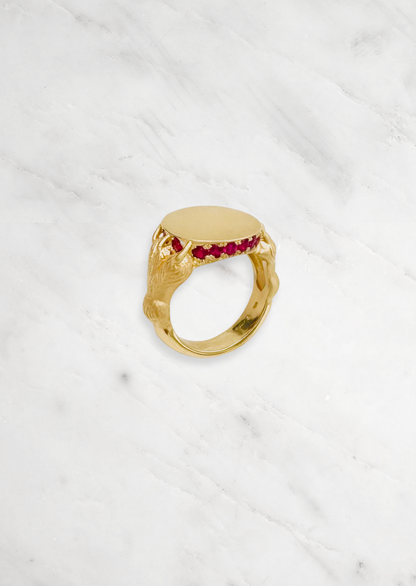 Circa 1700 fine jewelry 18k yellow gold diamond ruby Eternal Love Toi et Moi Snake Cuff Bracelet