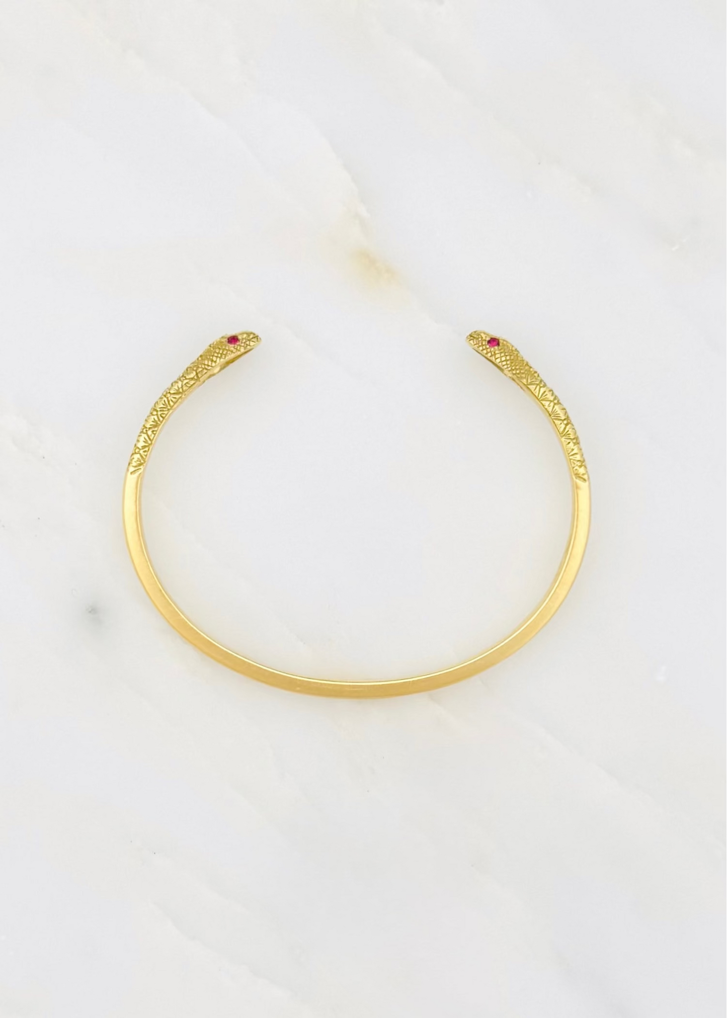 Circa 1700 fine jewelry 18k yellow gold diamond ruby Eternal Love Toi et Moi Snake Cuff Bracelet