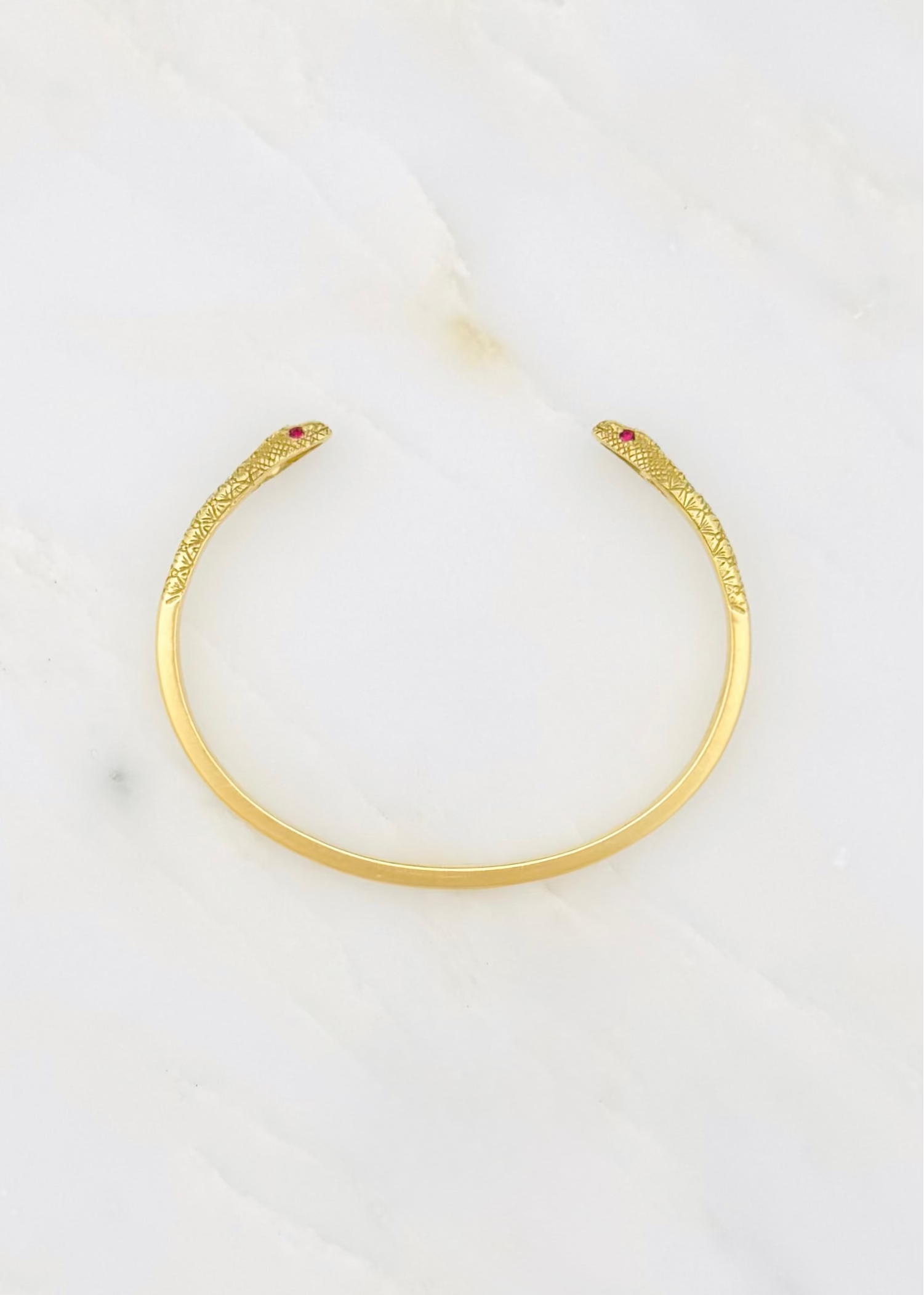 Circa 1700 fine jewelry 18k yellow gold diamond ruby Eternal Love Toi et Moi Snake Cuff Bracelet
