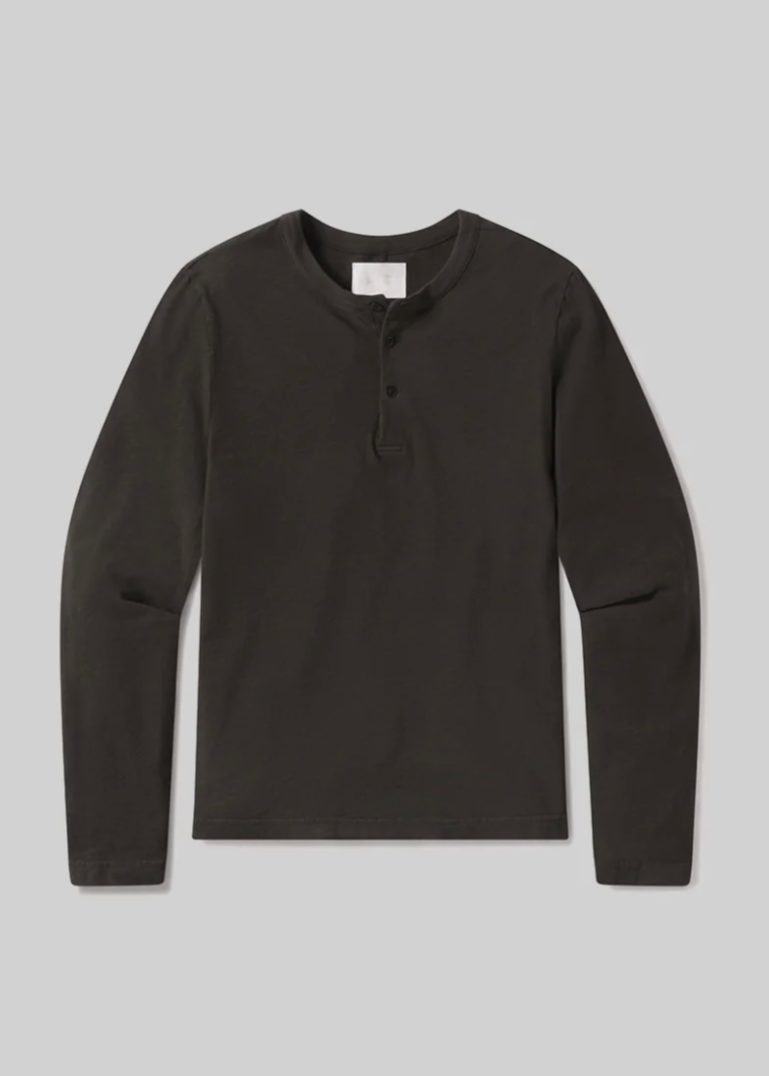 Citizens of Humanity Mens Three Button Henley in Forest Green