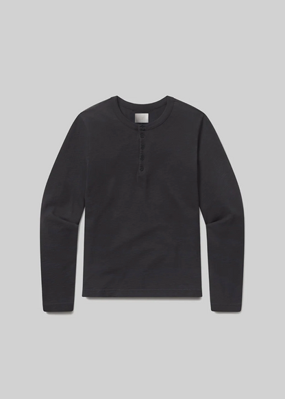 Citizens of Humanity mens Classic Henley in Charred Cedar