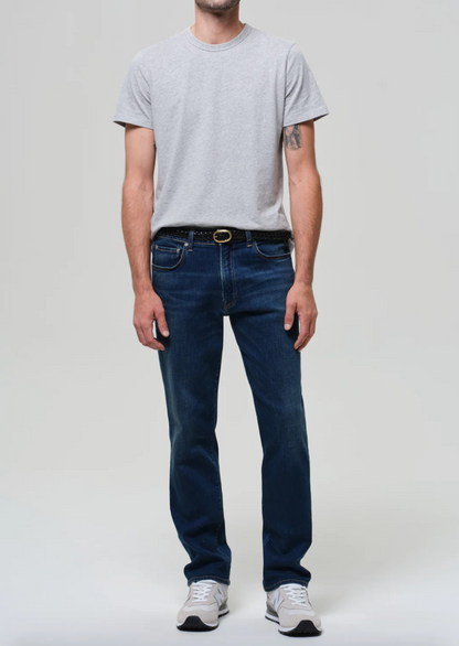 Person wearing Citizens of Humanity mens Elijah Straight Cashmere Denim in Condor