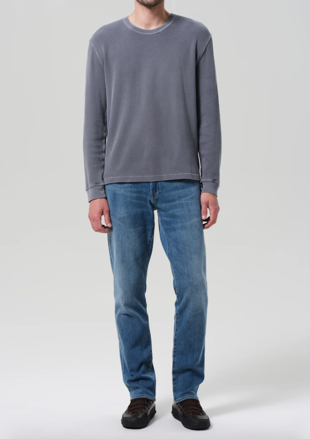 Person wearing Citizens of Humanity mens Gage Slim Straight Cashmere Denim in Anders