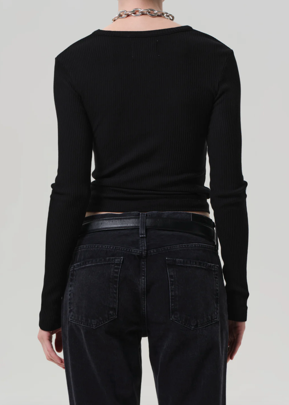 Person wearing Citizens of Humanity womens Bina Crewneck in Black