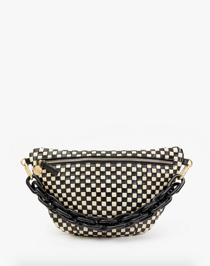 Clare V Convertible Shortie Strap in Black Resin on Woven Bag
