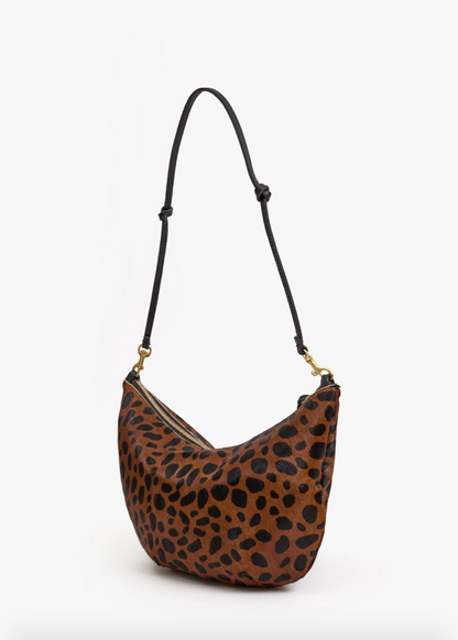 Clare V Lune Bag in Tan Leopard Calf Hair