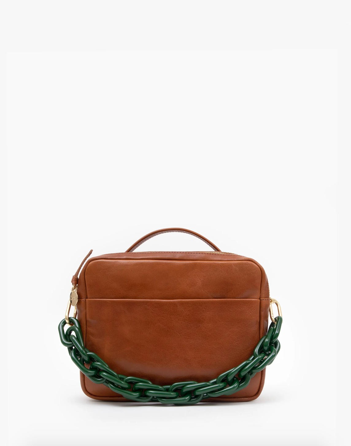 Clare V Shortie Bag Strap in Fern Green Resin on Bag