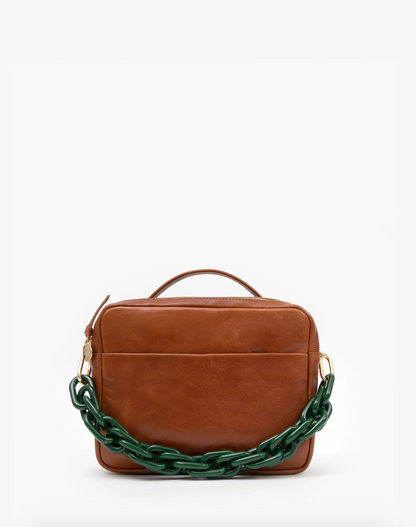 Clare V Shortie Bag Strap in Fern Green Resin on Bag