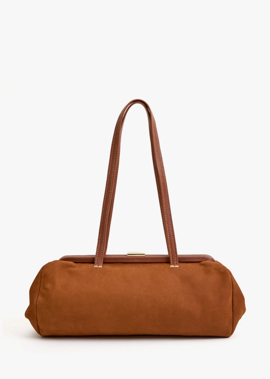 Clare V Yvette Baguette Shoulder Bag Hazelnut Brown leather