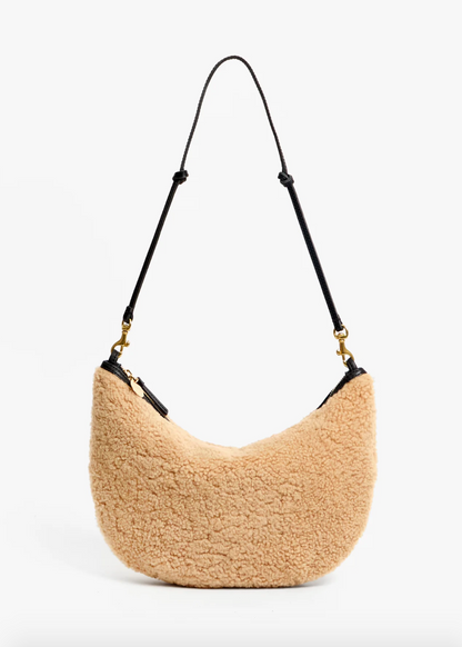 Clare V womens Lune Bag in Shearling Leather