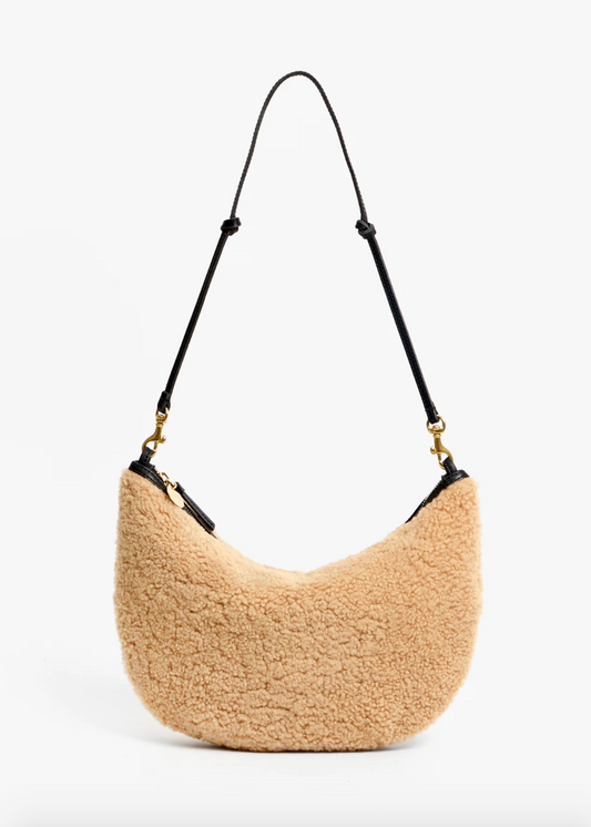Clare V womens Lune Bag in Shearling Leather