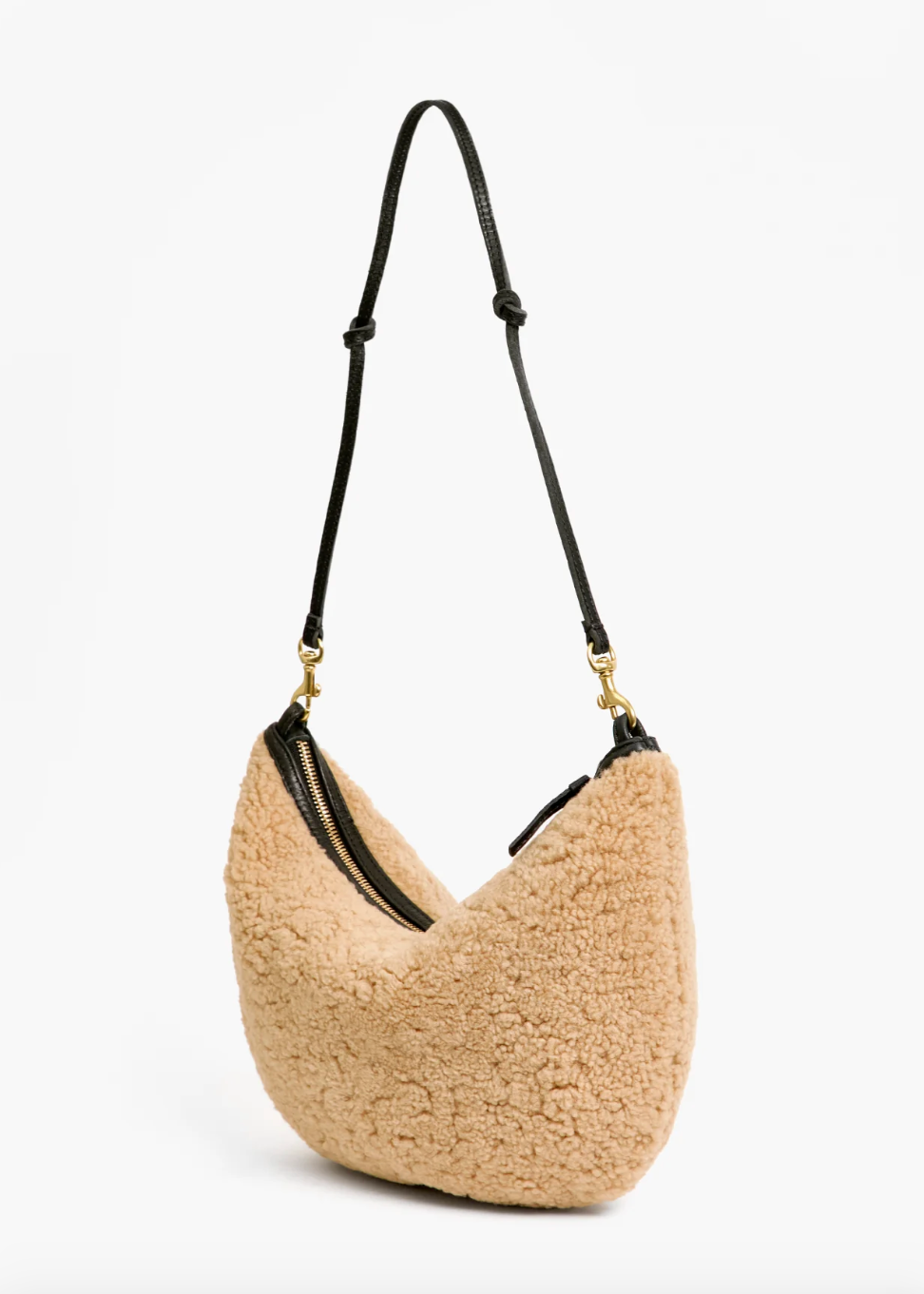 Clare V womens Lune Bag in Shearling Leather