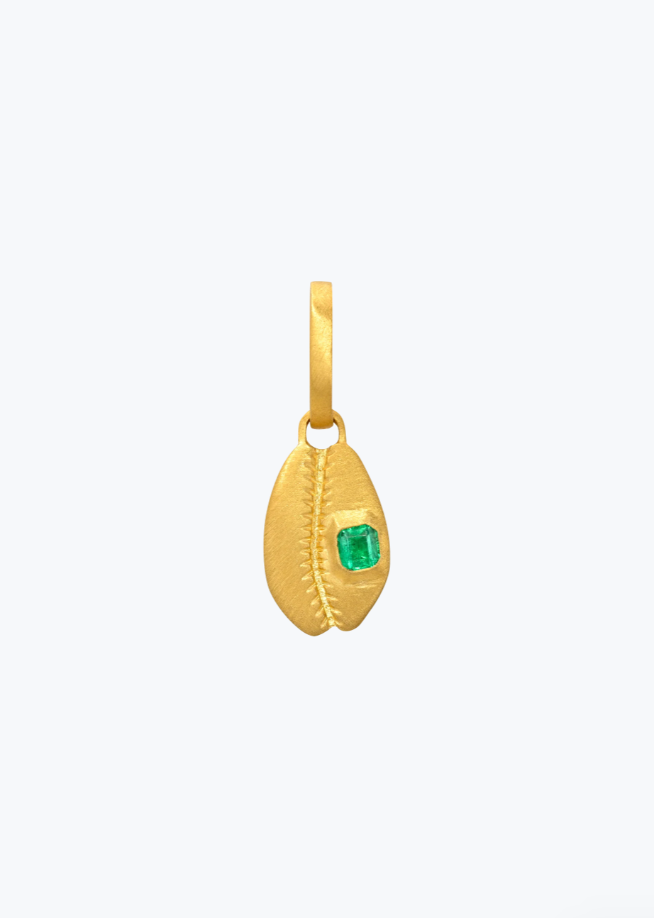 Darius Fine Jewelry 18k yellow gold Emerald Mini Hasanlu Cowrie Shell Charm
