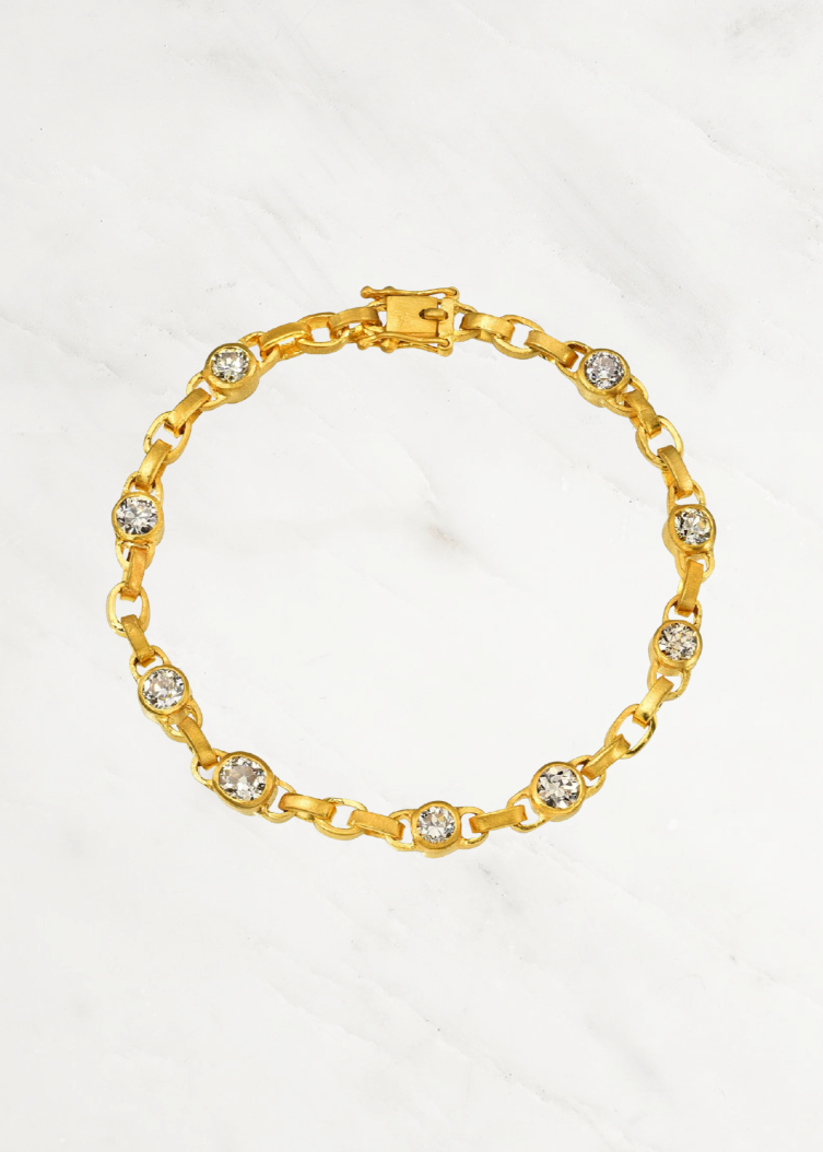 Darius fine jewelry 18k yellow gold Champagne Diamond Signature Chain Bracelet