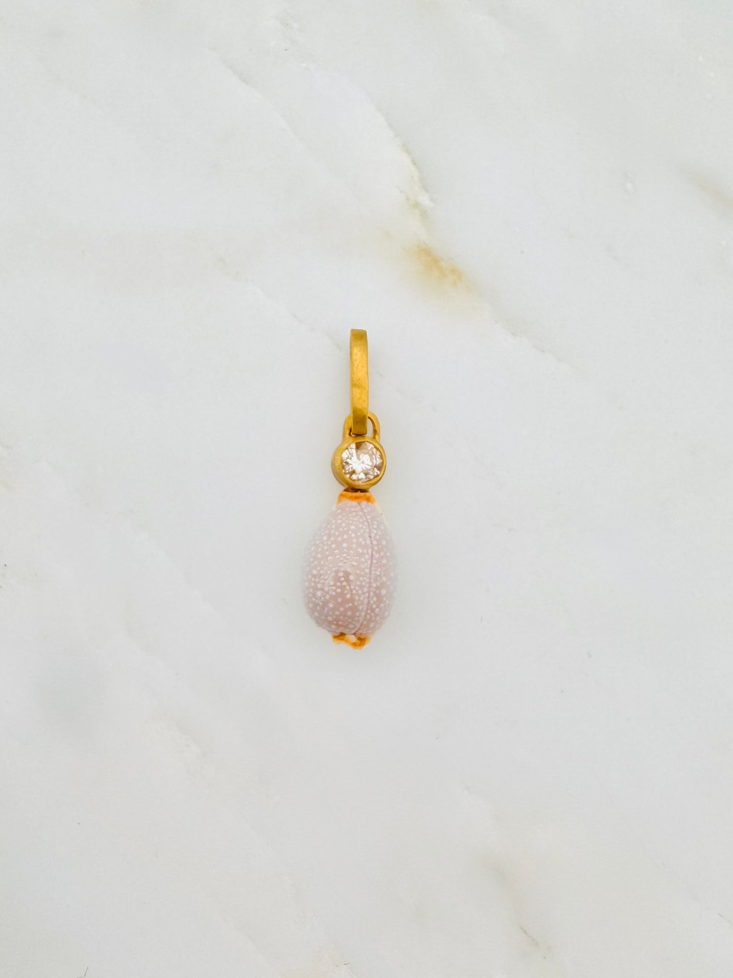 Darius fine jewelry 18k yellow gold One-of-a-Kind Champagne Diamond and Solomon Islands Cowrie Shell Pendant