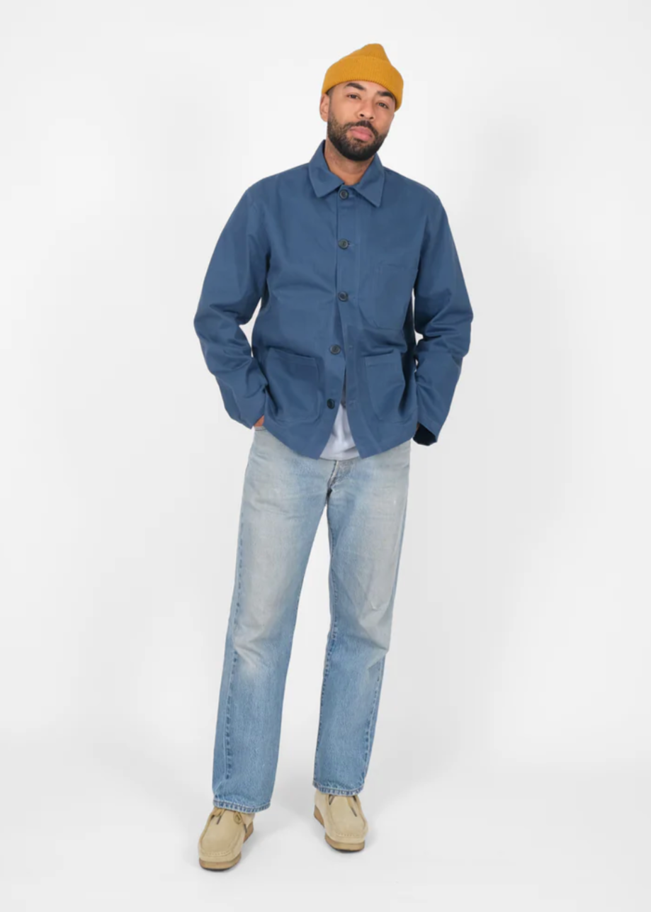 Woven Chore Coat in Mock Blue – ELI Woven Chore Coat in Mock Blue – ELI