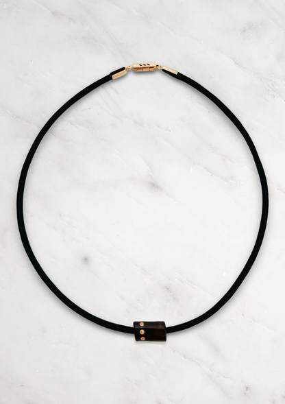 Dezso fine jewelry 18k rose gold Coral Bead with Diamonds on leather cord