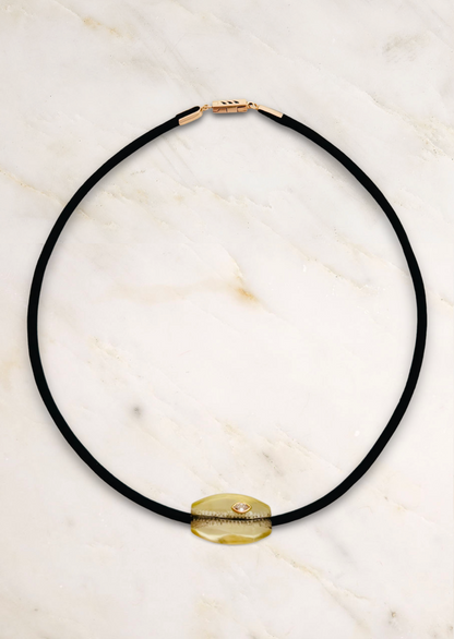 Dezso fine jewelry 18k rose gold Lemon Quartz Cowry Bead with Diamond