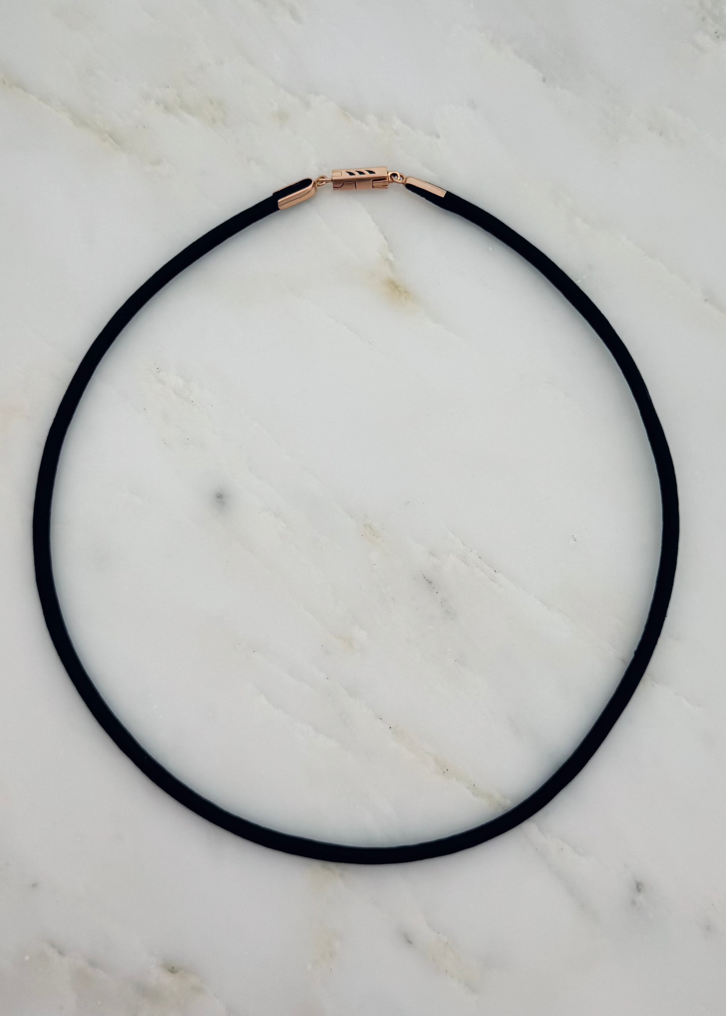 Dezso fine jewelry 18k rose gold and Black Leather Cord Necklace