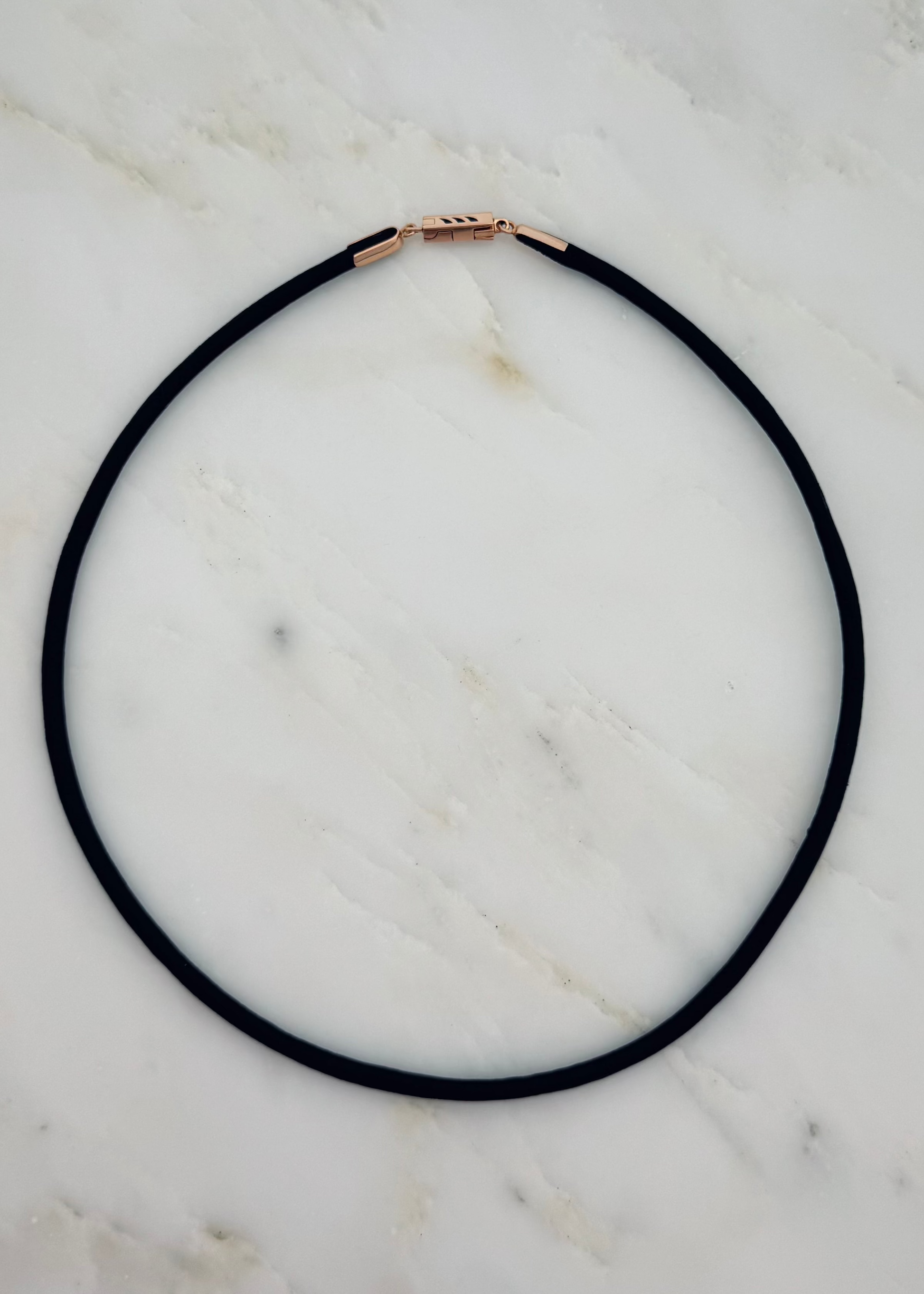 Dezso fine jewelry 18k rose gold and Black Leather Cord Necklace