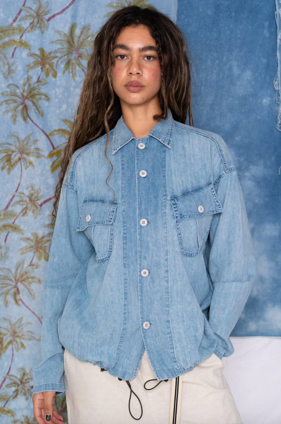 Person wearing Dr Collectors Opium Japan Denim Shirt Jacket