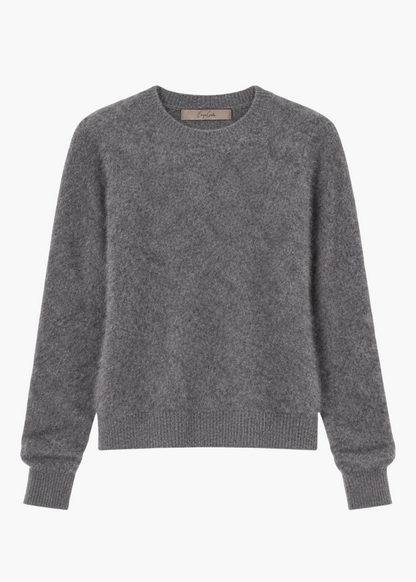 ENZA COSTA Mink Wash Cashmere Easy Crew in Pewter grey