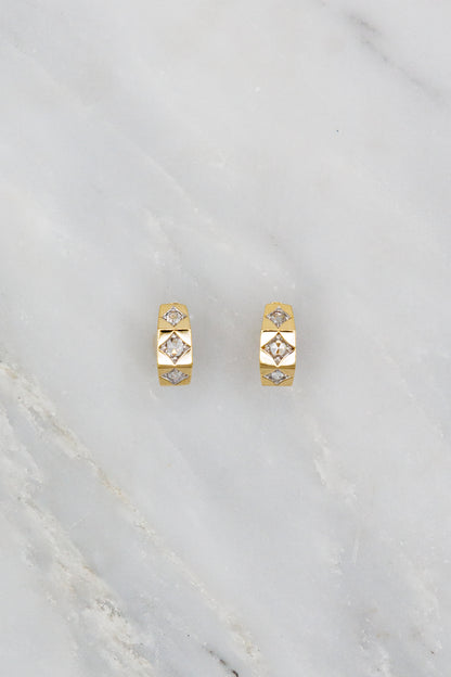Marie Lichtenberg 18k Yellow Gold Diamond Ecrou Hoop Earrings