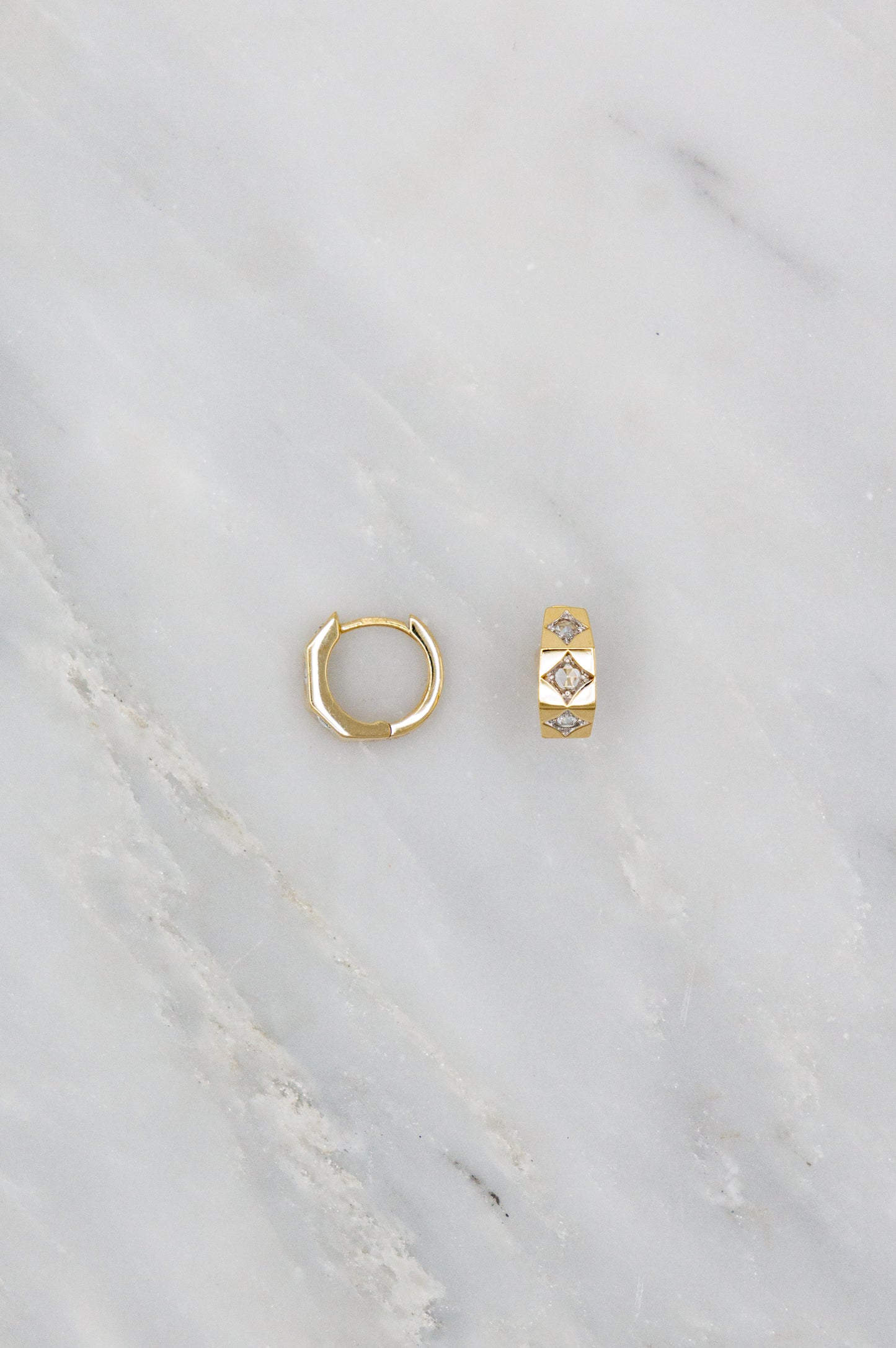 Marie Lichtenberg 18k Yellow Gold Diamond Ecrou Hoop Earrings