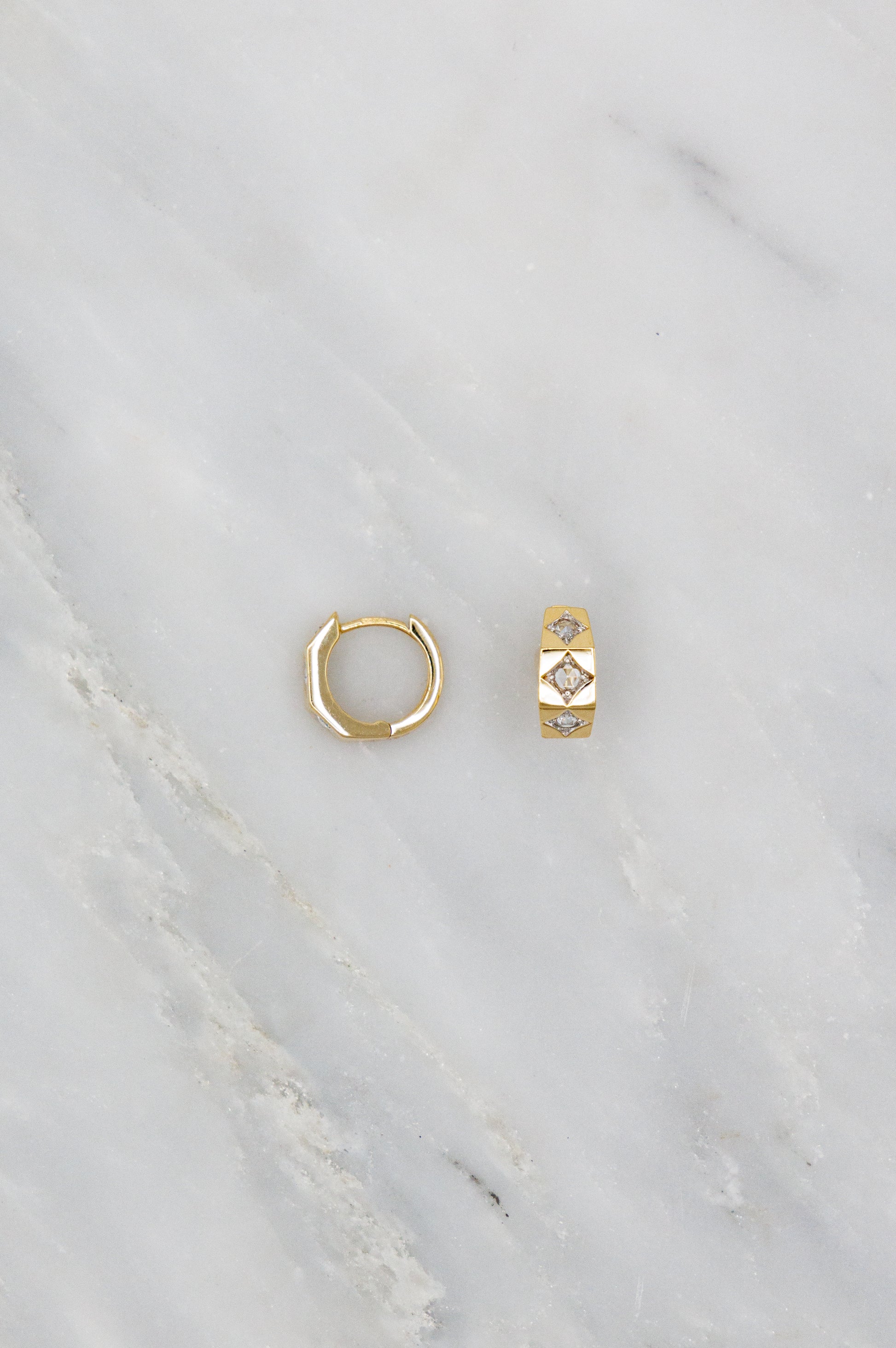Marie Lichtenberg 18k Yellow Gold Diamond Ecrou Hoop Earrings