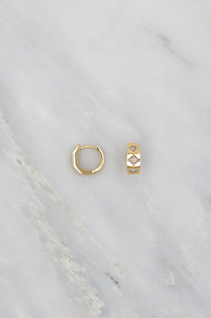 Marie Lichtenberg 18k Yellow Gold Diamond Ecrou Hoop Earrings