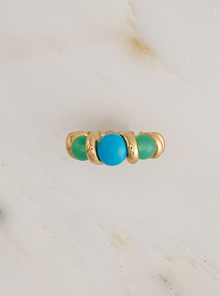 Chrysoprase and Turquoise Gumball Slinkee Ring