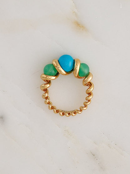 Chrysoprase and Turquoise Gumball Slinkee Ring