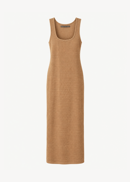 Enza Costa Puckered Knit Dress Italian Clay