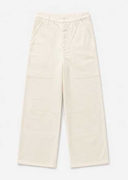 Enza Costa Twill Work Pant in Off White