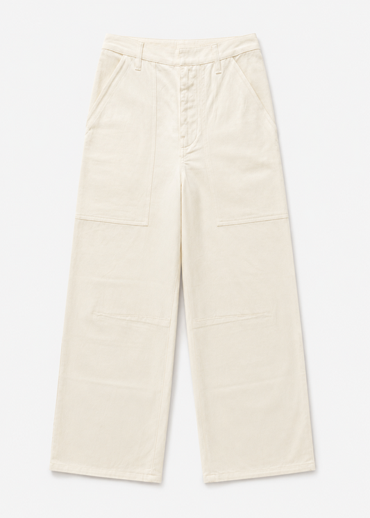 Enza Costa Twill Work Pant in Off White