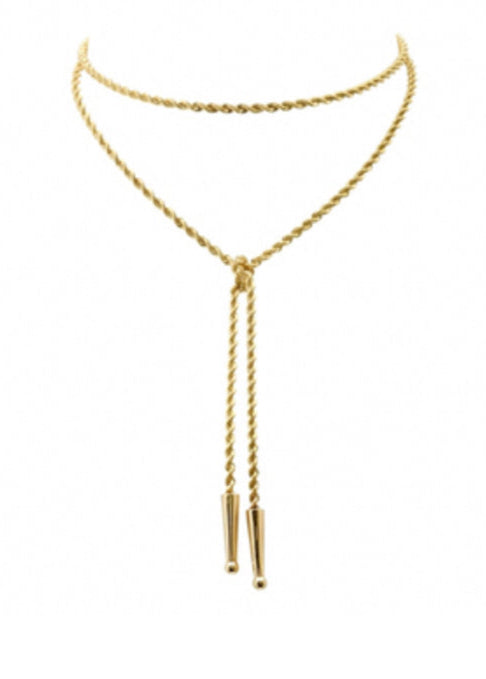 Established fine jewelry 14k Gold Rope Chain Lasso Necklace