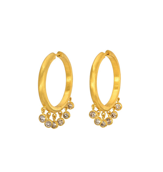 24mm Champagne Diamond Veil Signature Hoops