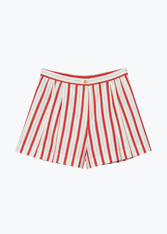 FORTE FORTE 14823 my shorts Cotton Pinstripe Shorts red cream