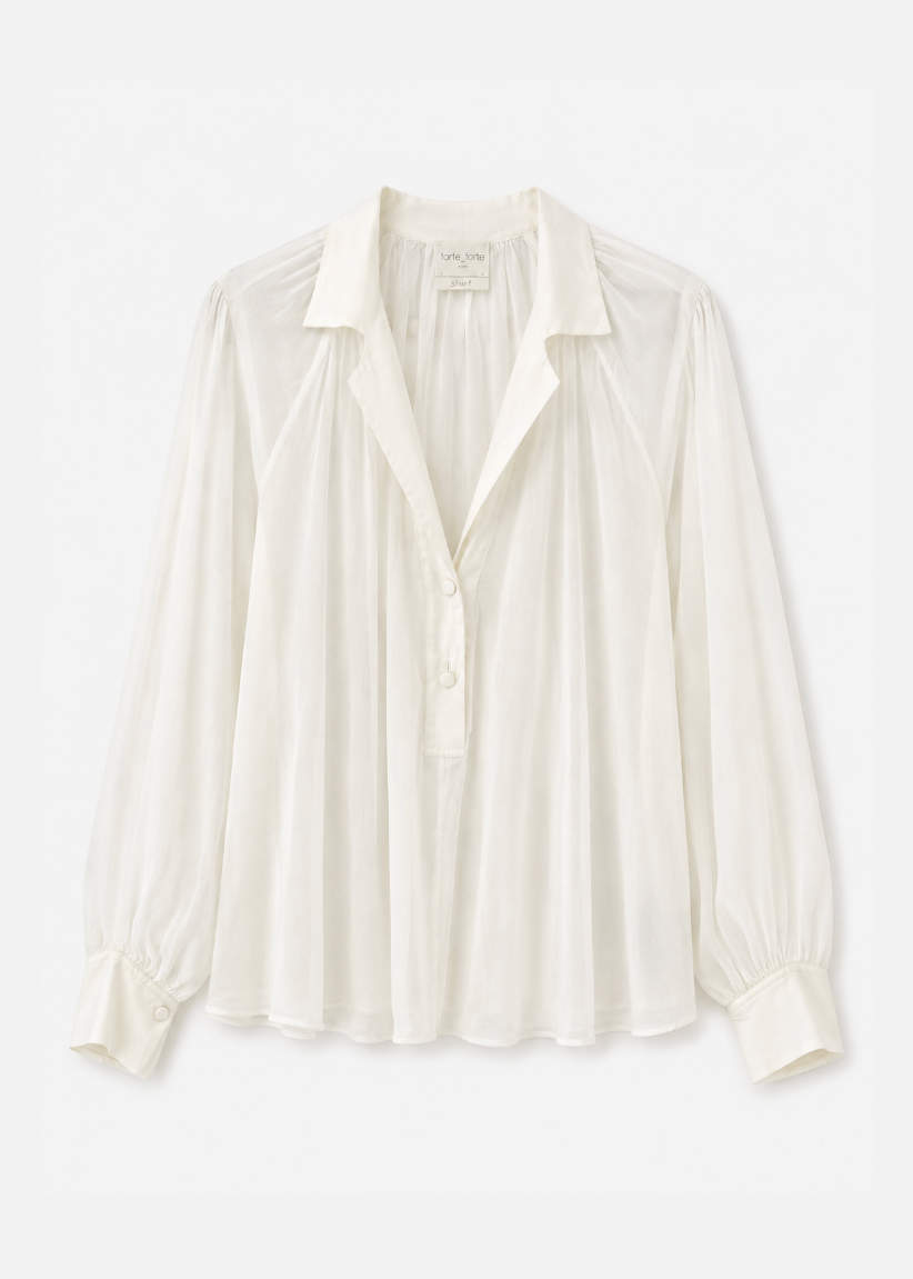 FORTE FORTE WOMENS Cotton Silk Voile Bohemian Shirt in White