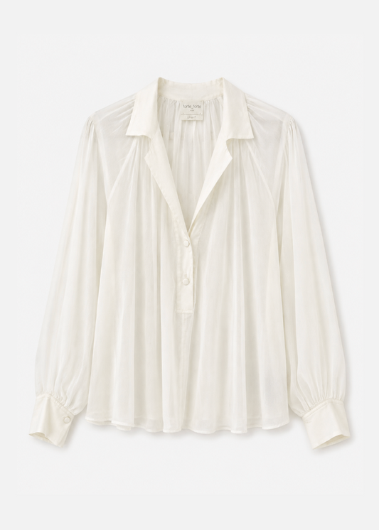 FORTE FORTE WOMENS Cotton Silk Voile Bohemian Shirt in White
