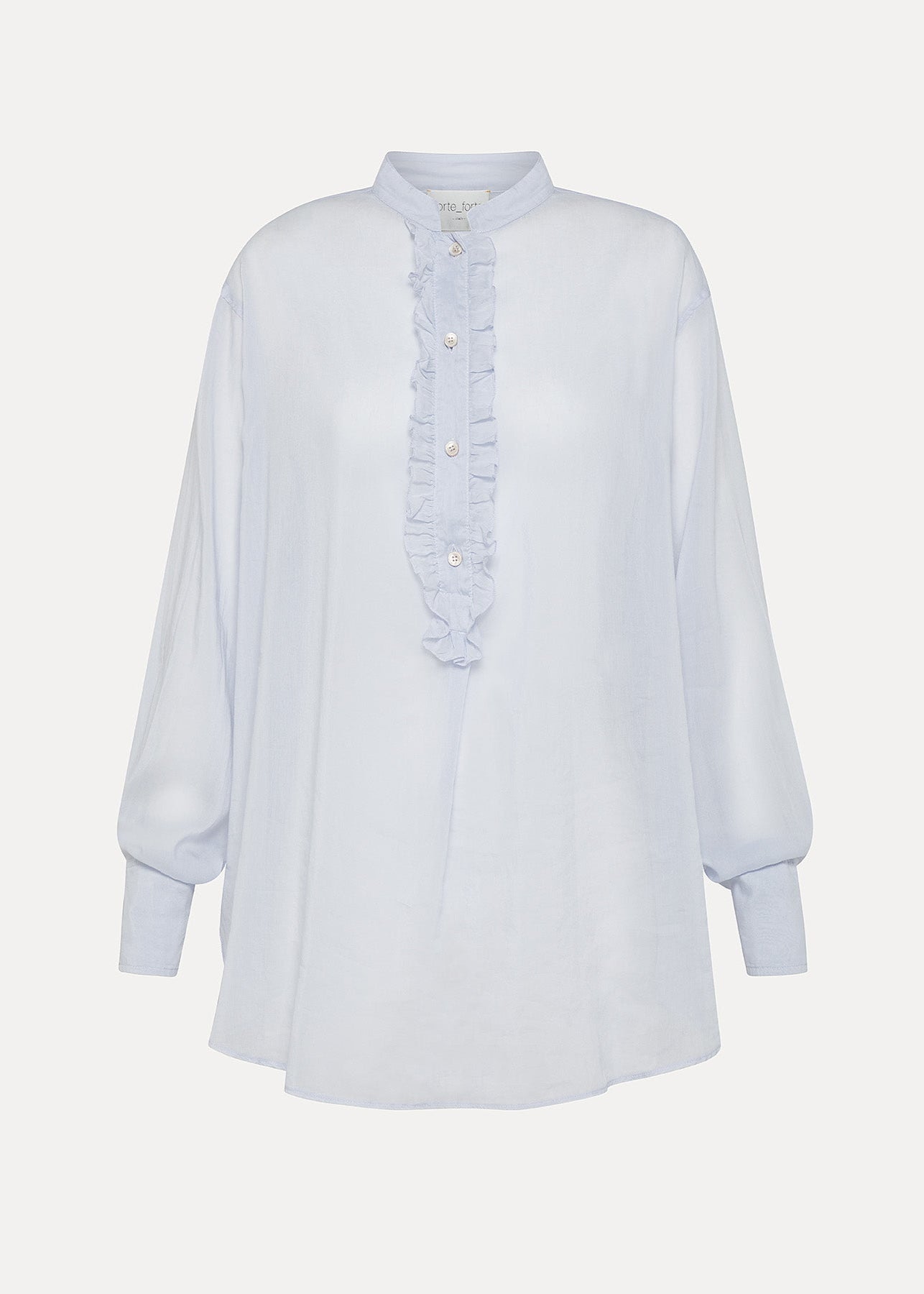 Forte Forte Cotton and Silk Voile Granddad Ruffle Shirt Pure White