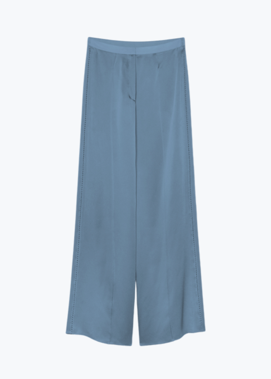 Forte Forte Embroidered Satin Trousers Ceruleo Blue