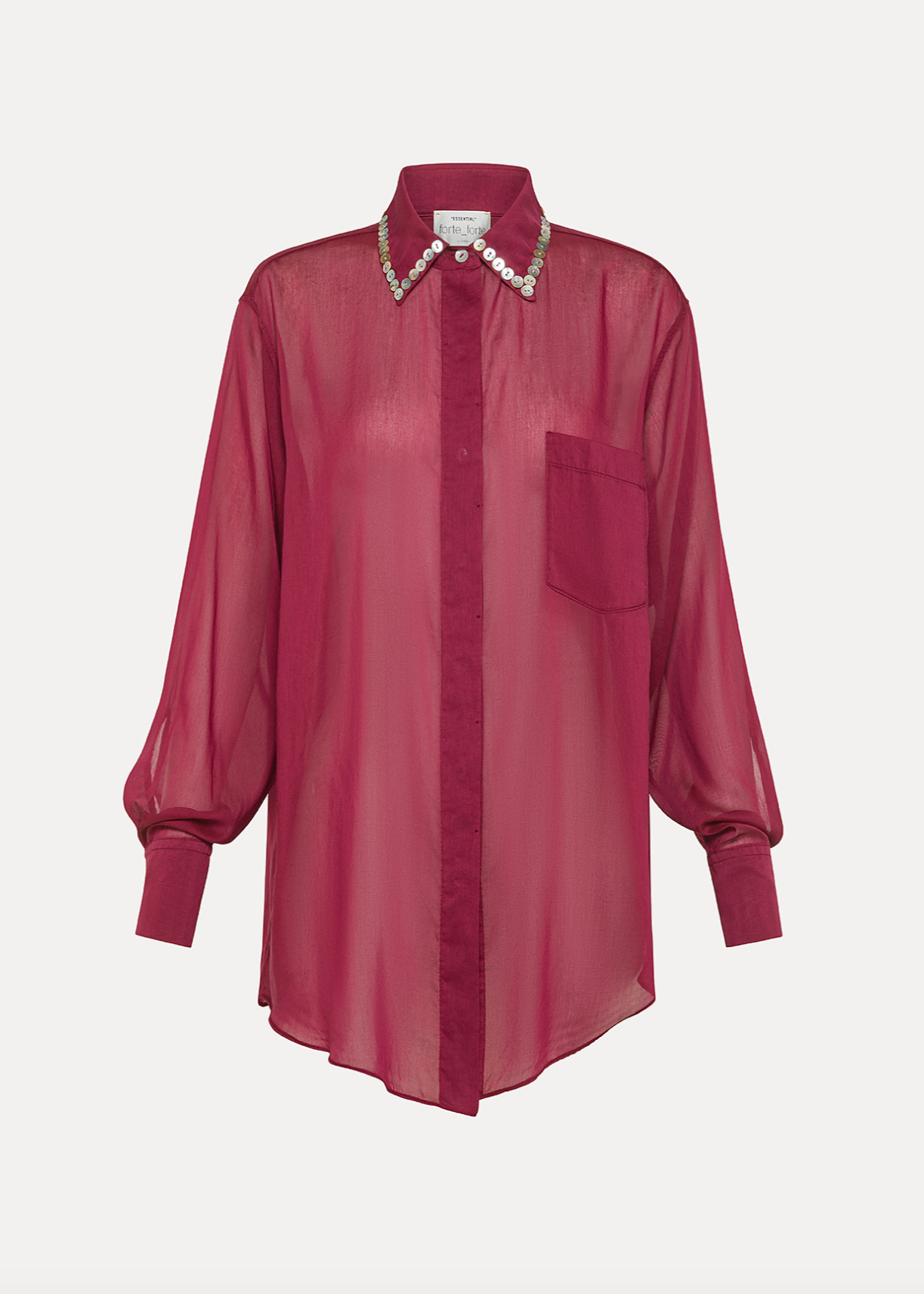 Forte Forte Embroidered Voile Bohemian Shirt in Red