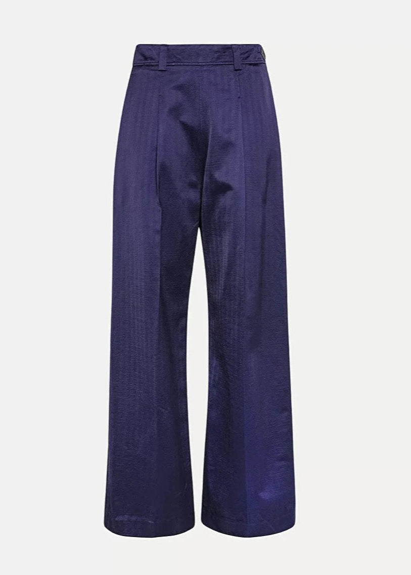 Forte Forte High-Rise Herringbone Trousers Nuit Navy Blue