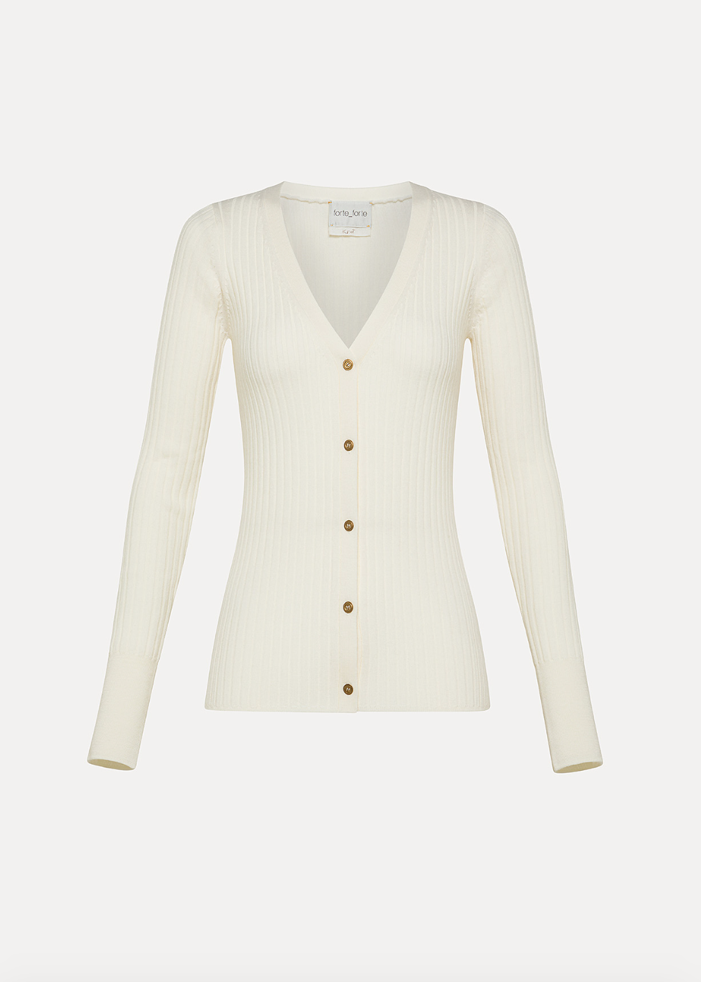 Forte Forte Superfine Merino Ribbed Cardigan Neve Cream White