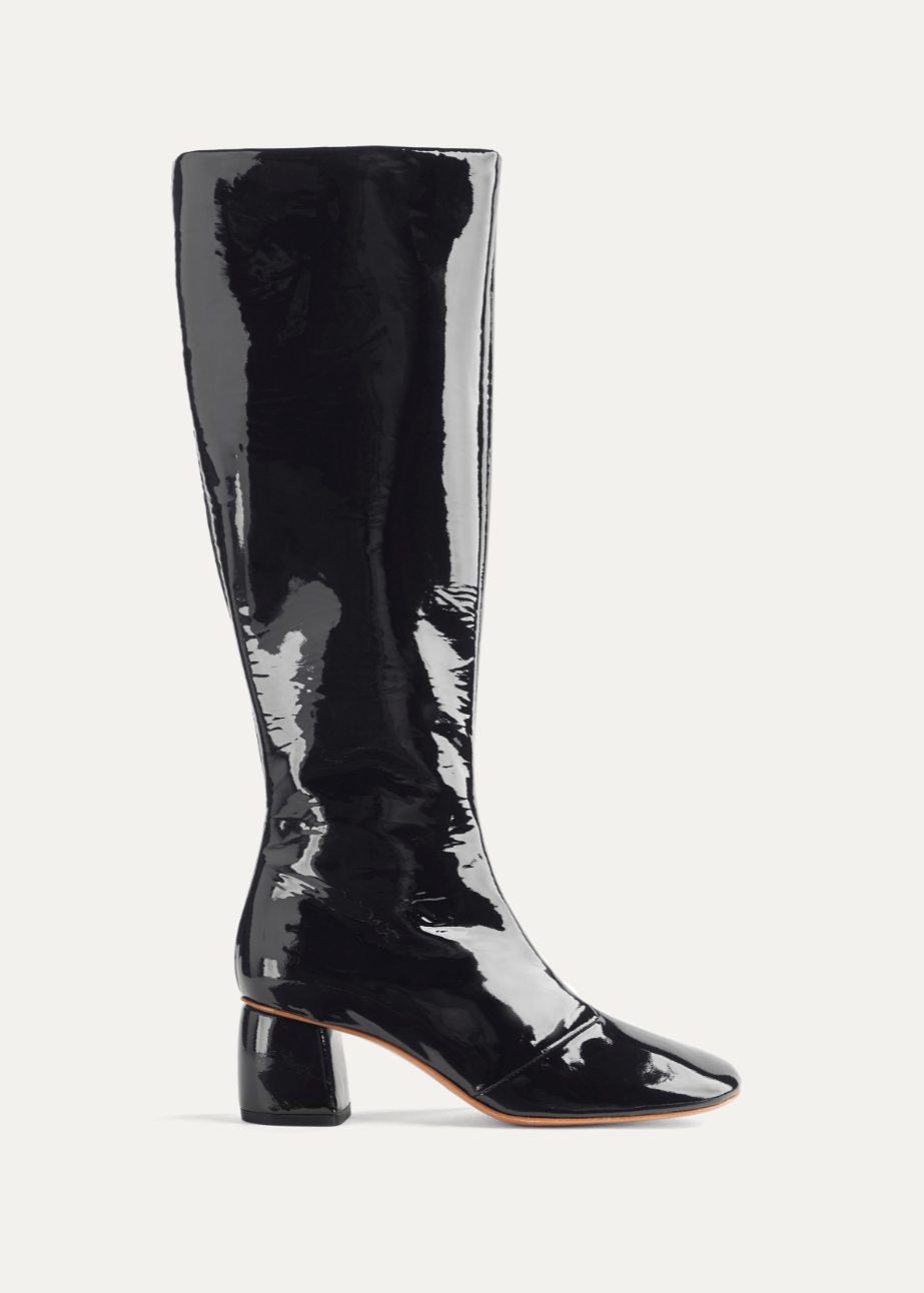 Forte Forte womens High Patent Leather Knee High Boots in Black